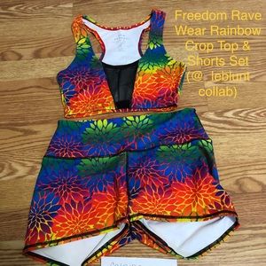 Freedom Rave Wear Raving Rainbow Top & Shorts